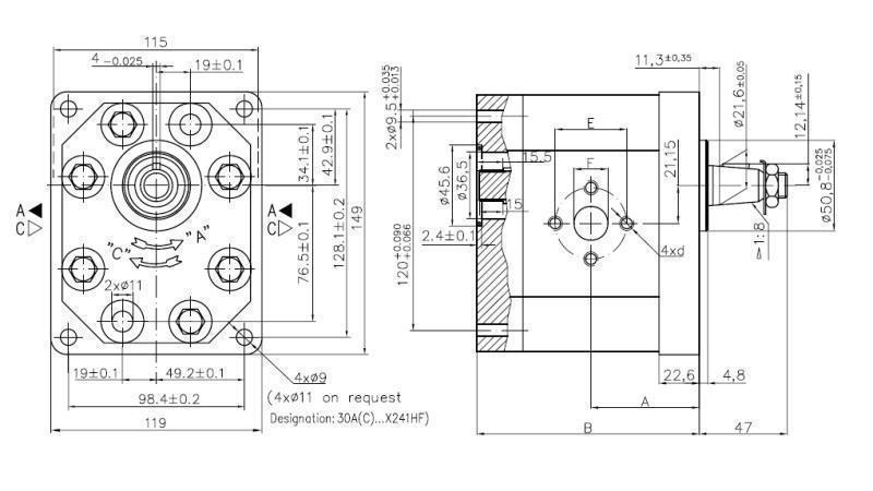 HIDRAULIČNA PUMPA 30C36X241 FRONT GR.3 36 CC DESNA