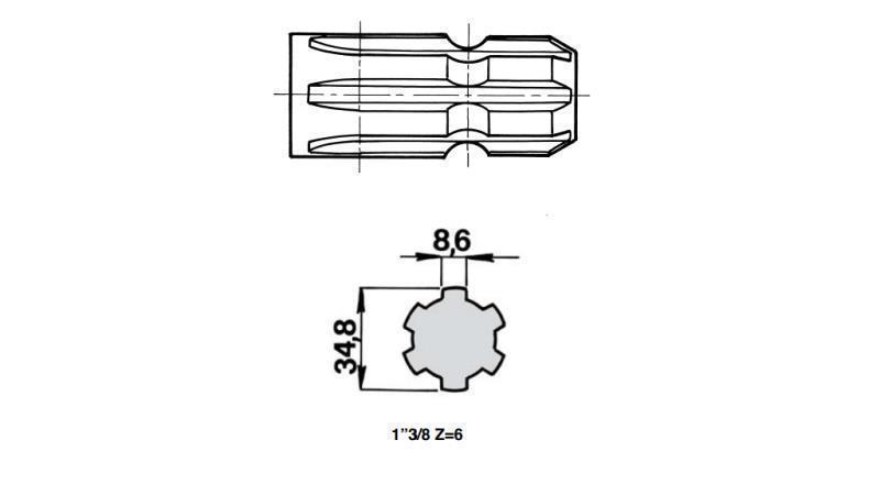ZAPFWELLEN ANSATZ 1”3/8 - LOCH fi45mm