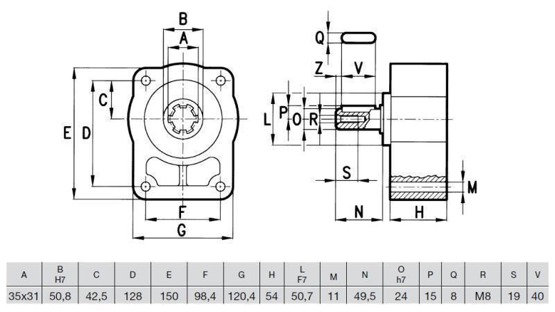 VORSATLAGER MIT KONISCHER WELLE FÜR DIE PUMPE gr.3