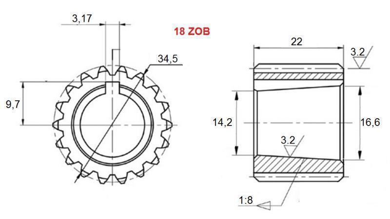 ZAHNRAD PTO GR.3 - GR.2 Z18