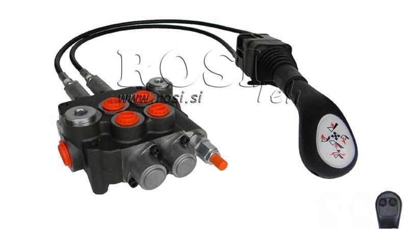 JOYSTICK  2x TASTO CON UNA TRECCIA 2,5 met. IN VALVOLA IDRAULICA 2xP80 lit.