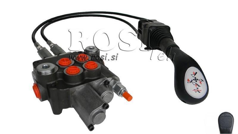 JOYSTICK  WITHOUT BUTTON WITH BRAIDED CABLE 2 met. AND HYDRAULIC VALVE 2xP80 lit.+ FLOATING