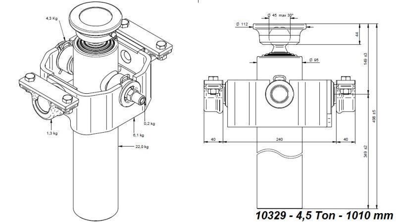 TELESKOPSKI CILINDAR COMPACT 3 STUPNJA 1010mm x95 -KUGLA