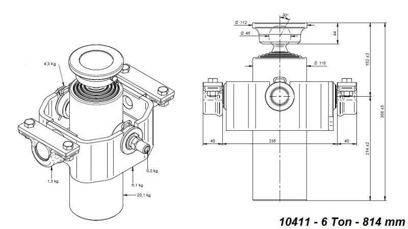 TELESKOPICKÝ HYDRAULICKÝ VALEC COMPACT 4 ÚROVNE 814mm x110 -GUĽA