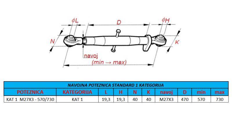 MENETES TRAKOR FŰGGESZTŐKAR KAT 1 M27X3 - 570/730 ECO